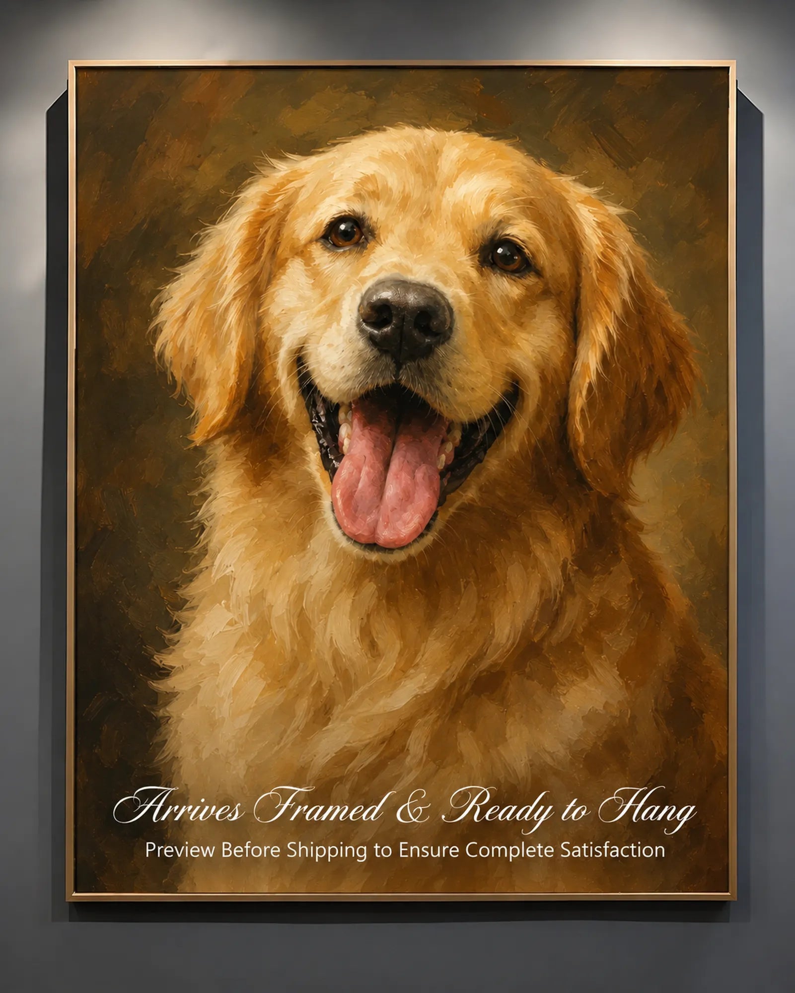 Custom Pet Memorial Oil Painting | Golden Memory
