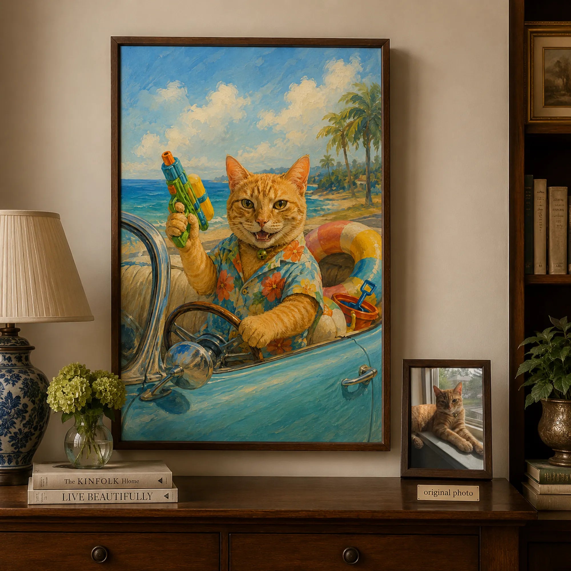 Custom Pet Portrait Oil Painting | Summer Convertible