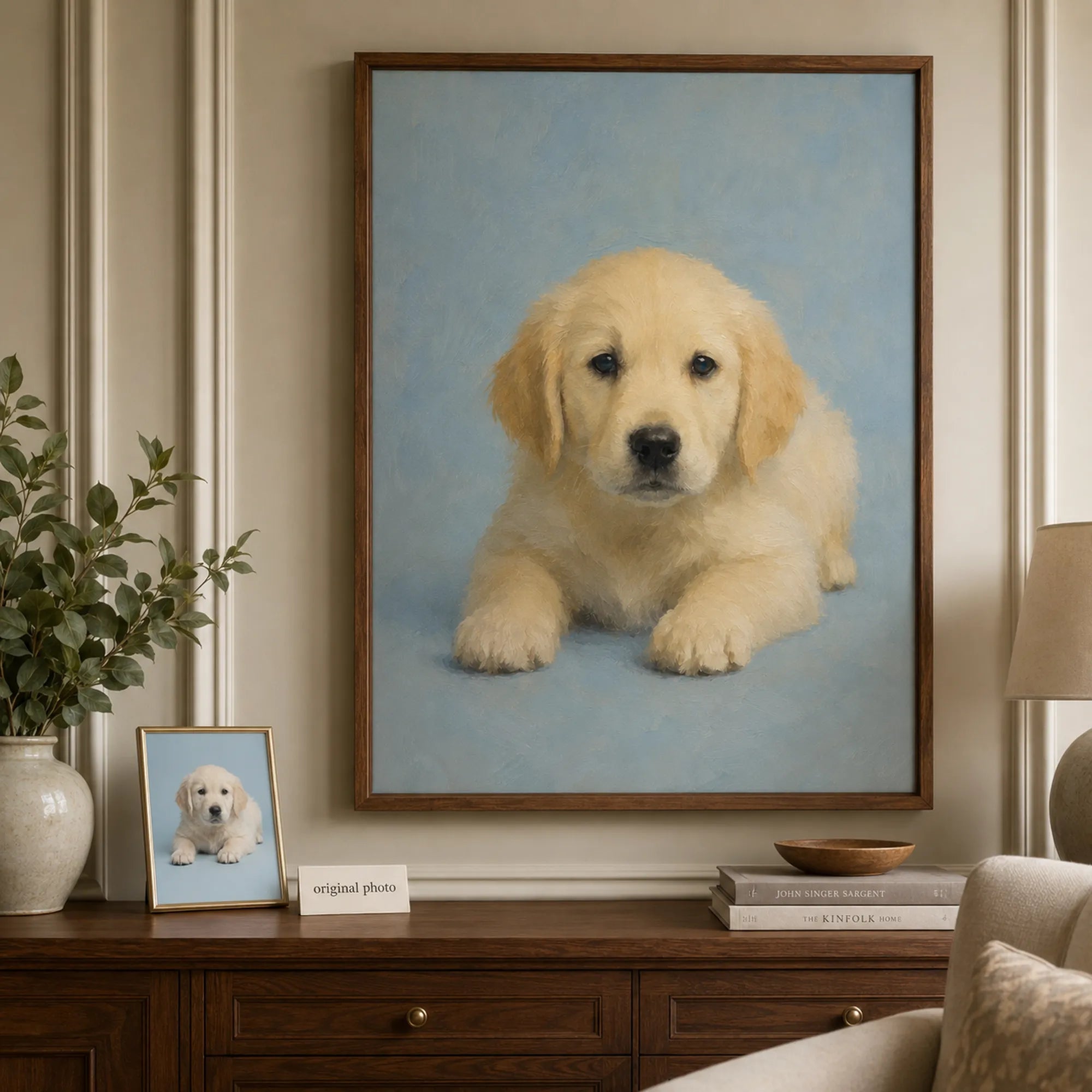 Custom Pet Portrait Oil Painting | Solid Background