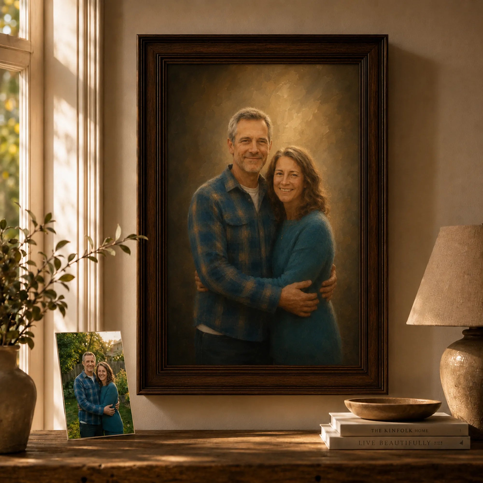 Custom 2-3 People Portrait Oil Painting | Solid Background