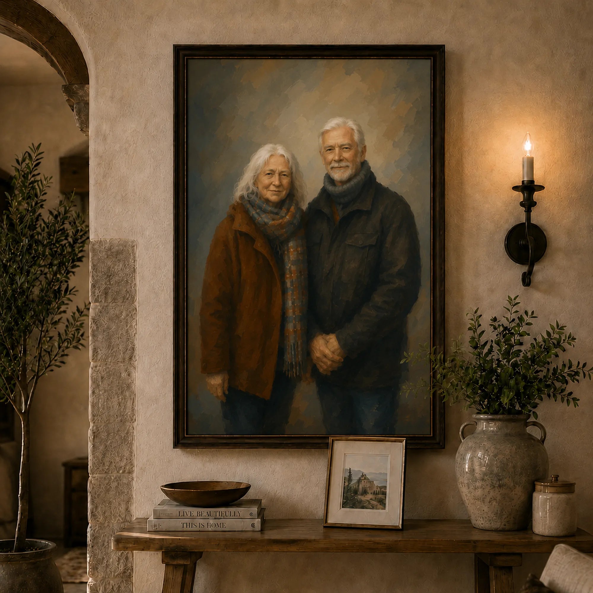 Custom 2-3 People Portrait Oil Painting | Solid Background