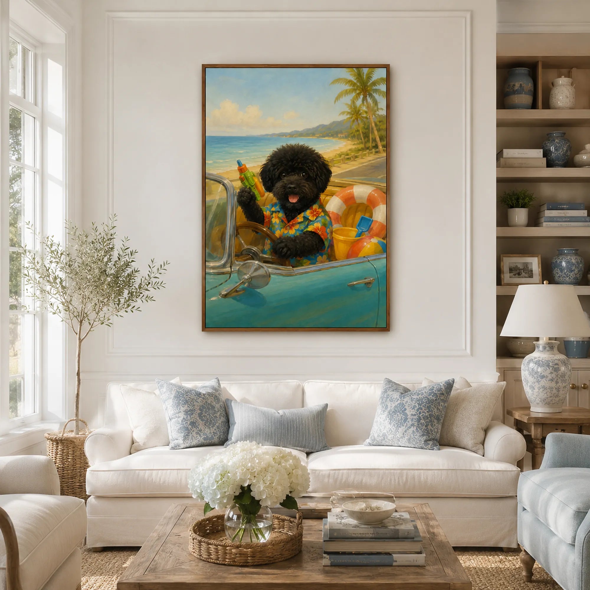 Custom Pet Portrait Oil Painting | Summer Convertible