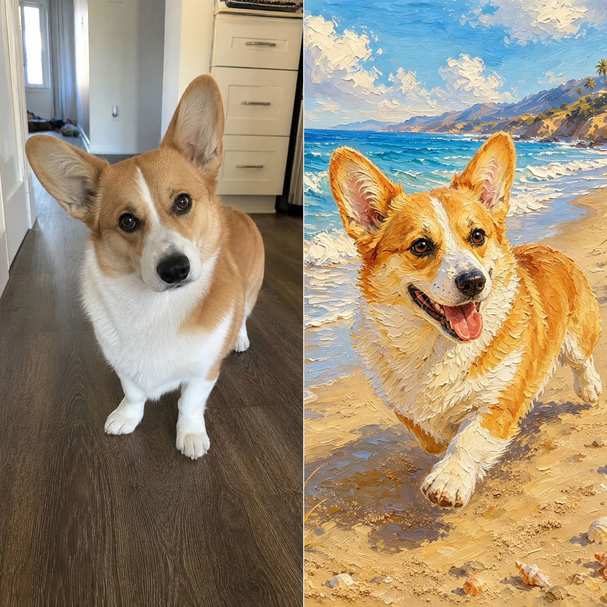 Coastal โ Hand-Painted Pet Portrait