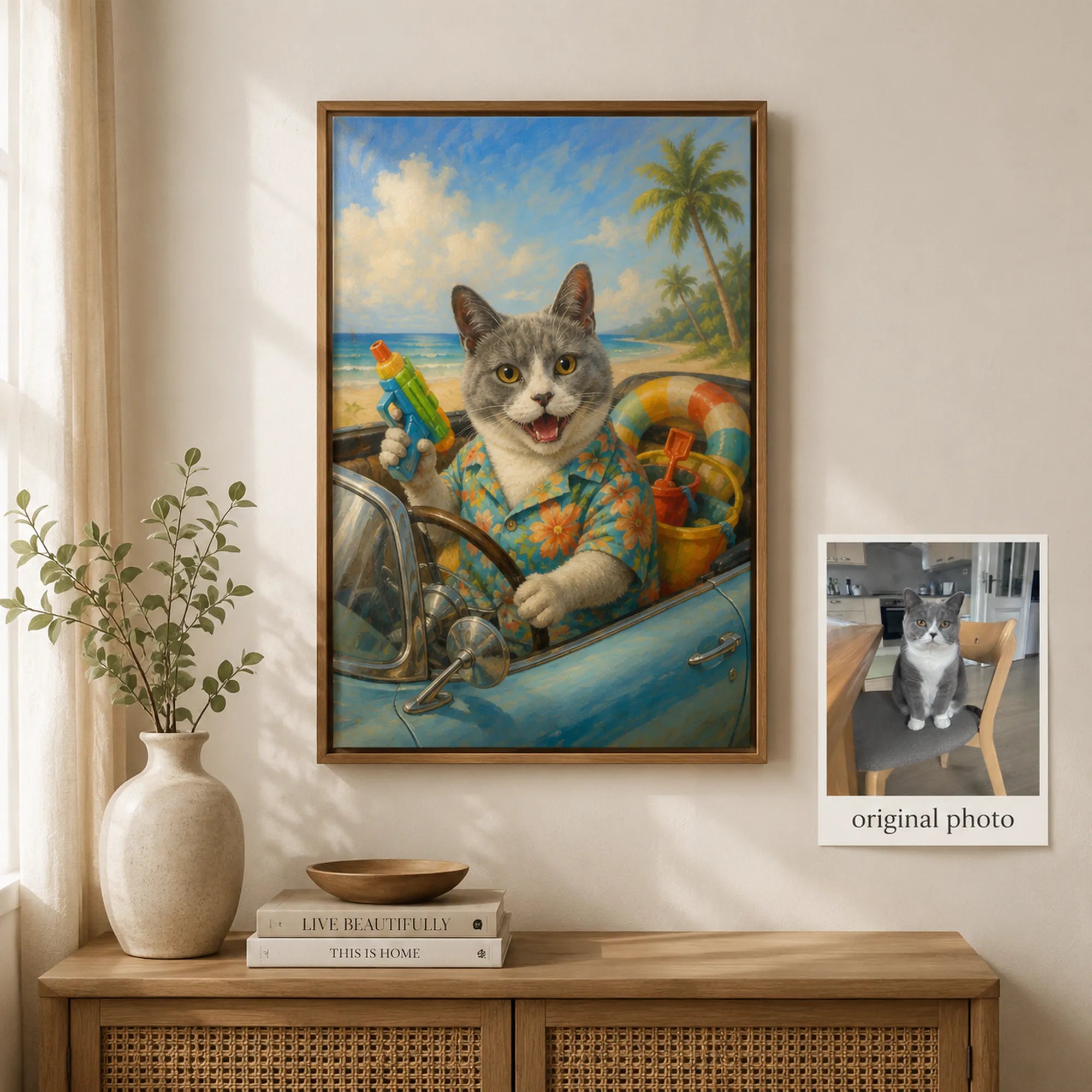 Custom Pet Portrait Oil Painting | Summer Convertible