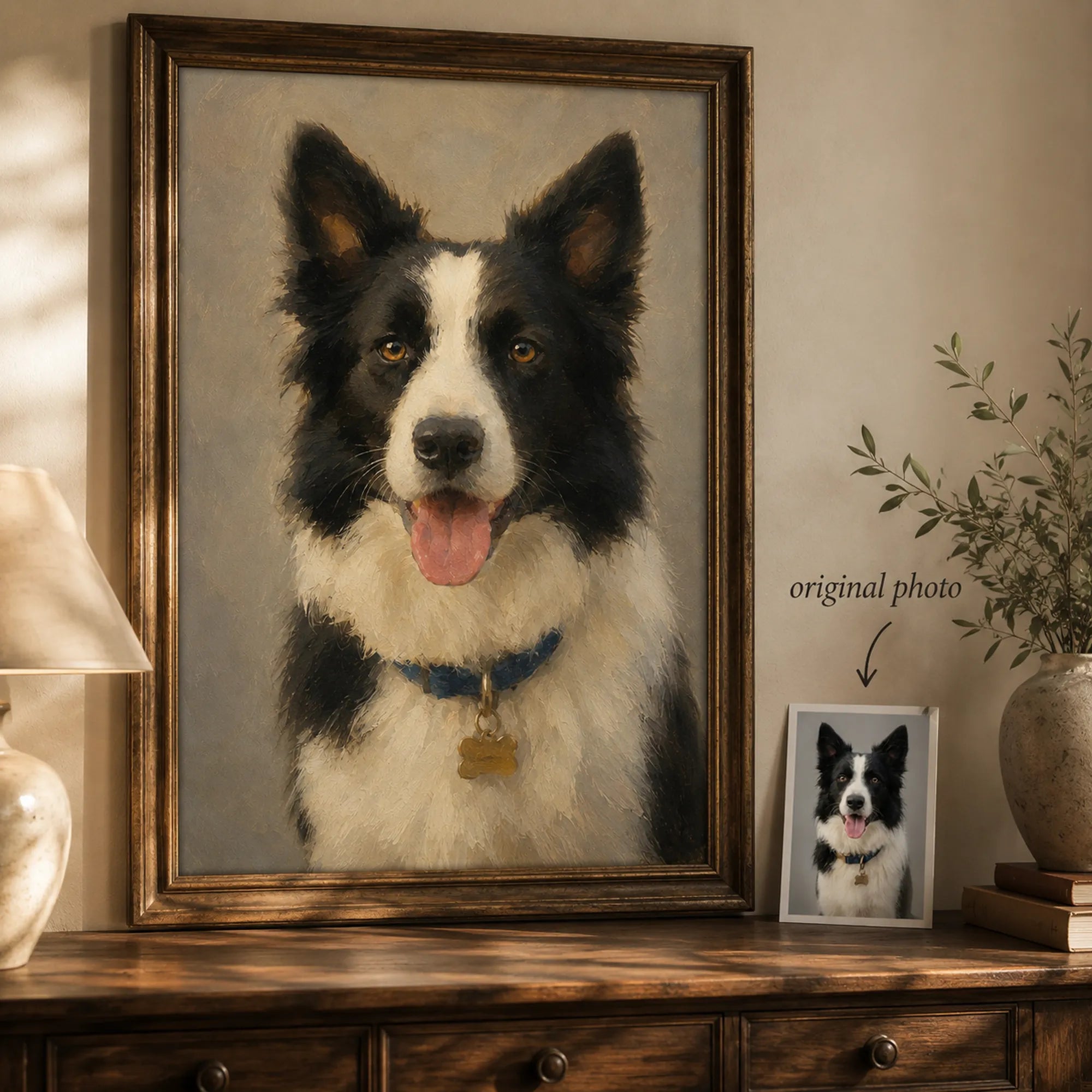 Custom Pet Portrait Oil Painting | Solid Background