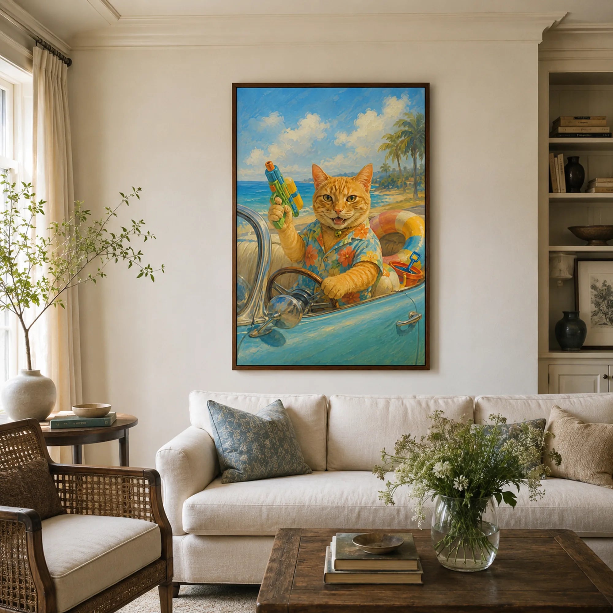 Custom Pet Portrait Oil Painting | Summer Convertible