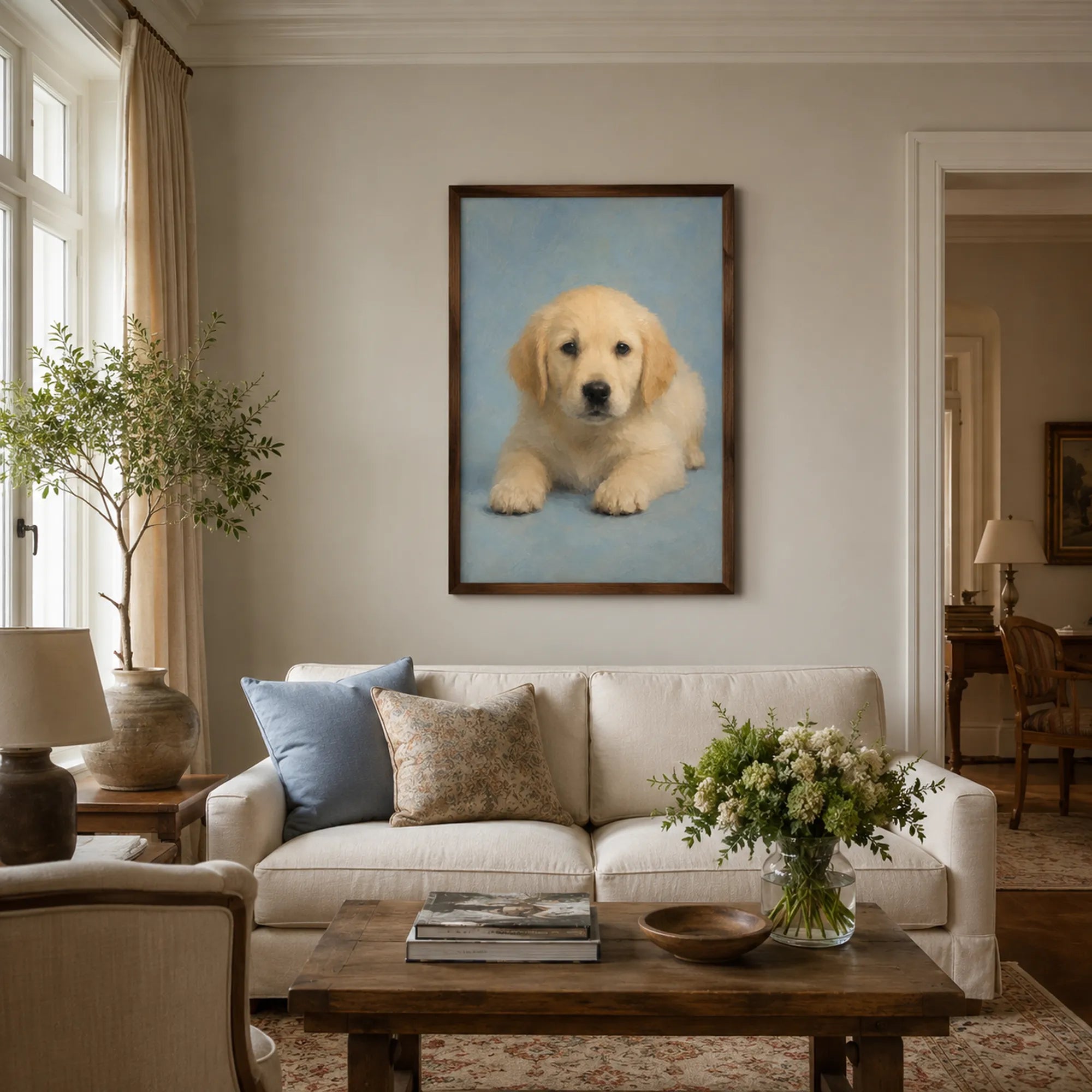 Custom Pet Portrait Oil Painting | Solid Background