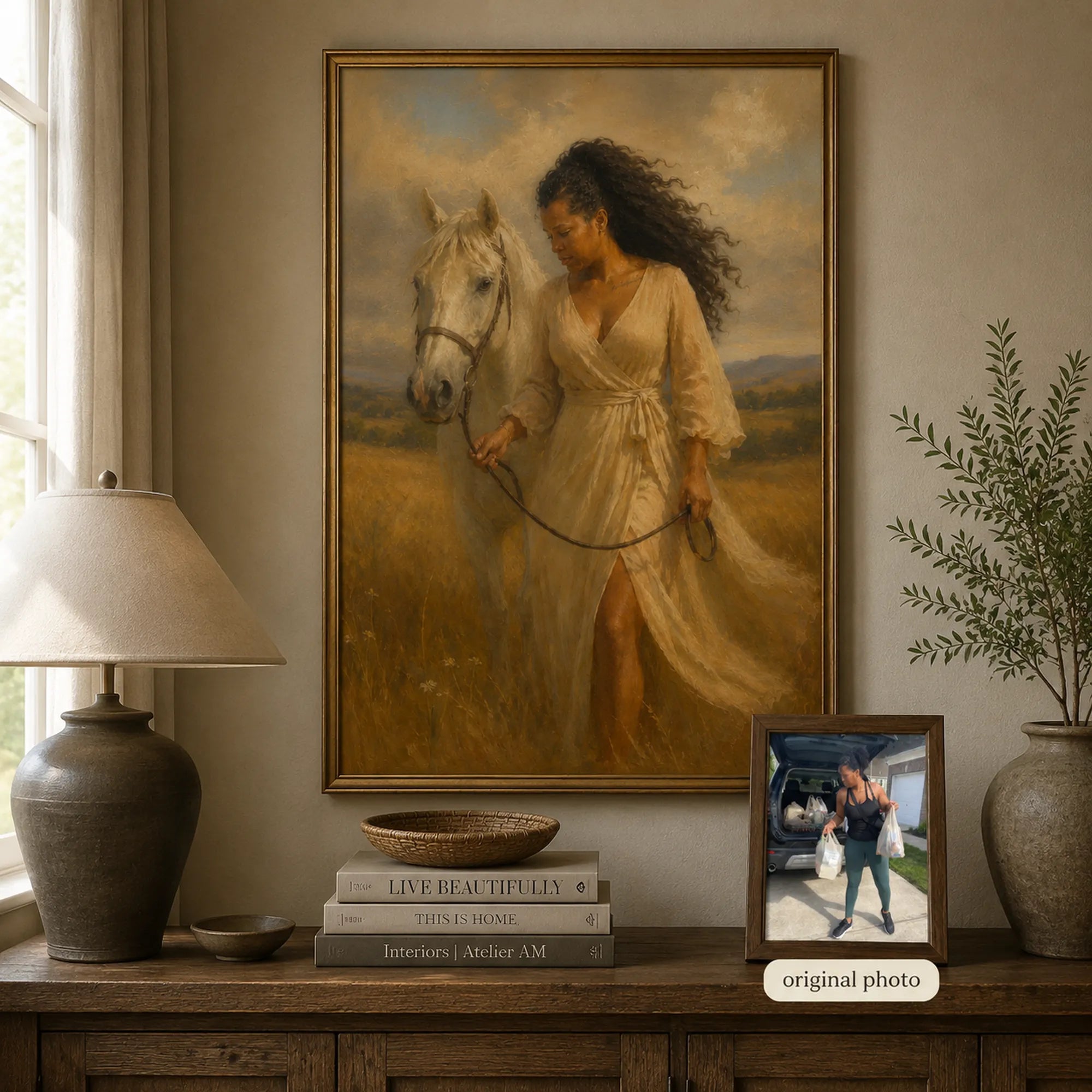 Custom Portrait Oil Painting | Equestrian Elegance