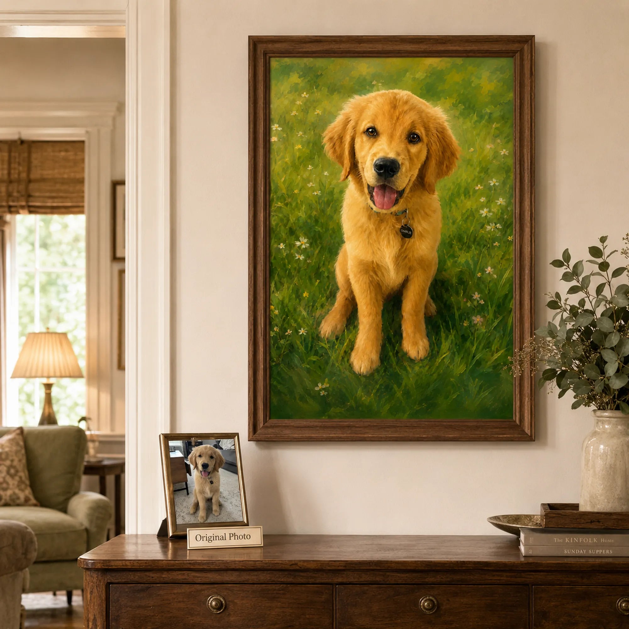 Custom Pet Portrait Oil Painting | Wildflower Meadow