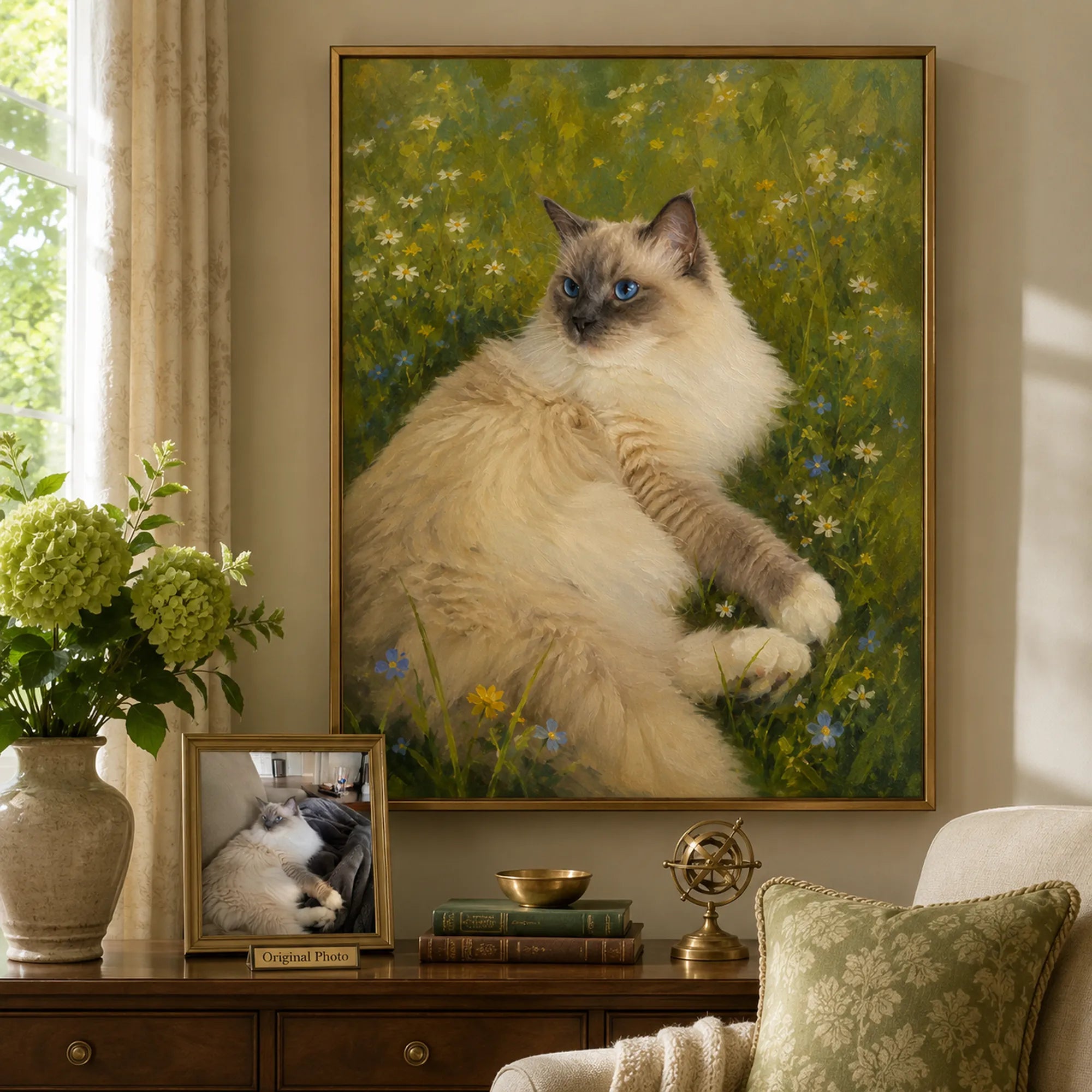 Custom Pet Portrait Oil Painting | Wildflower Meadow