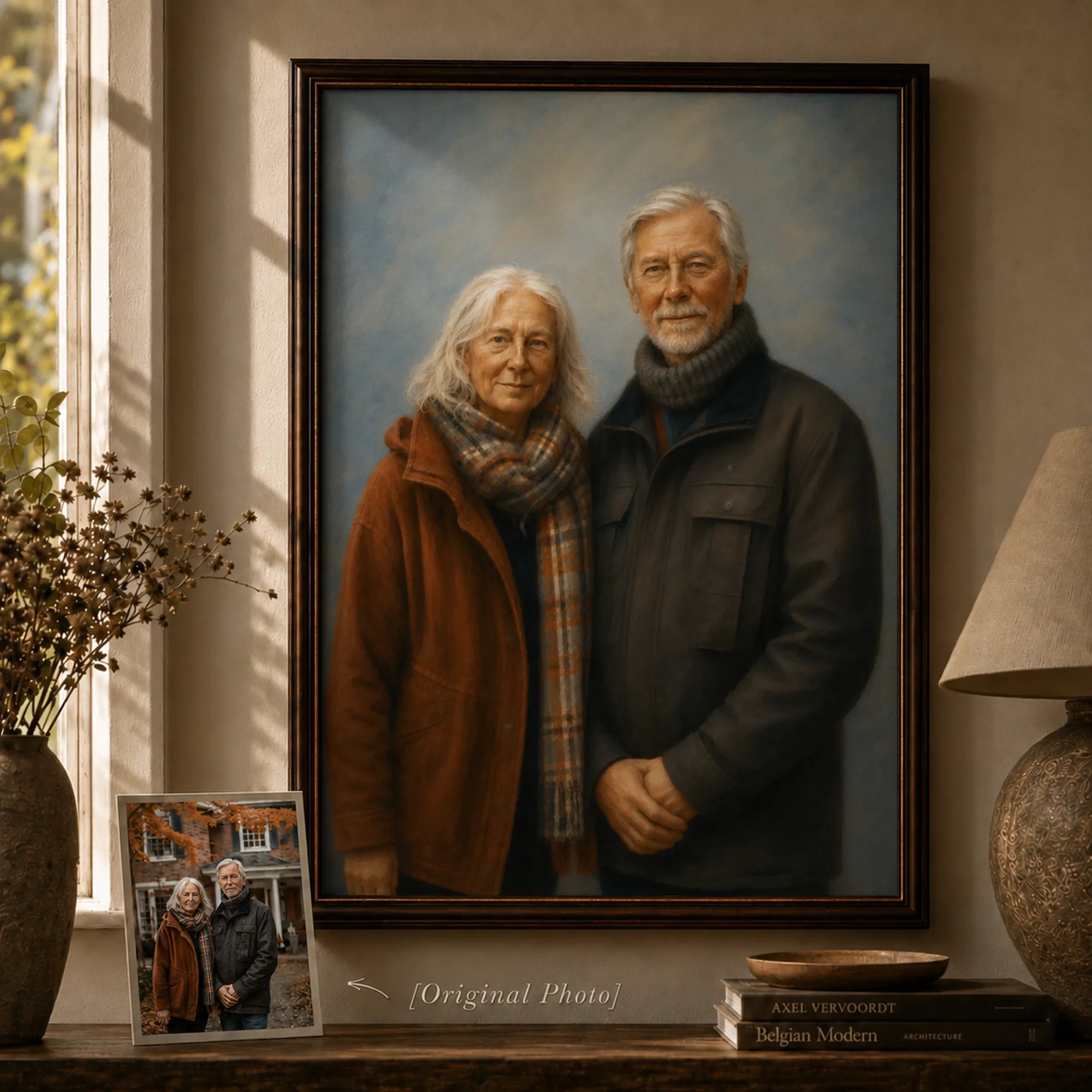 Custom 2-3 People Portrait Oil Painting | Solid Background