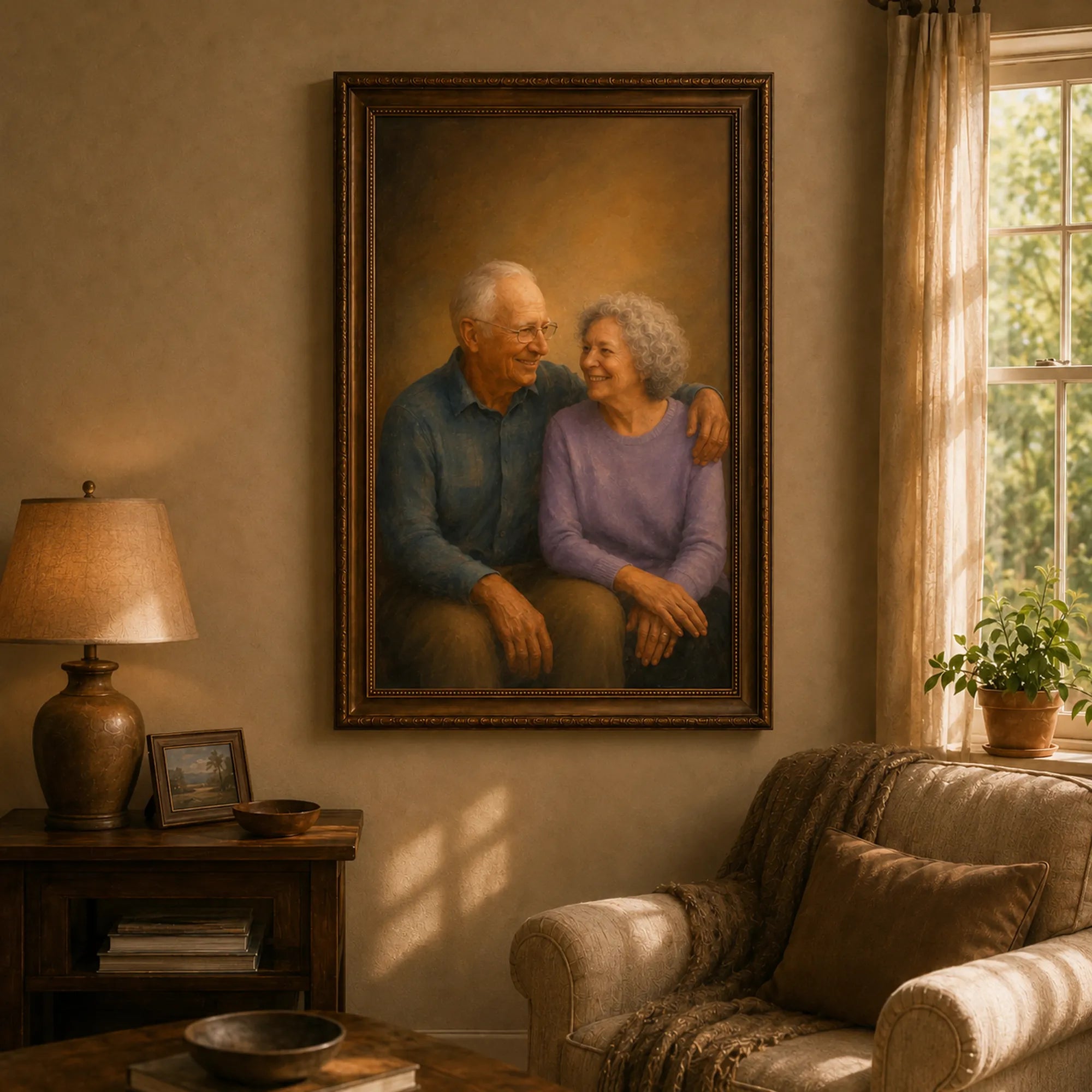 Custom 2-3 People Portrait Oil Painting | Solid Background