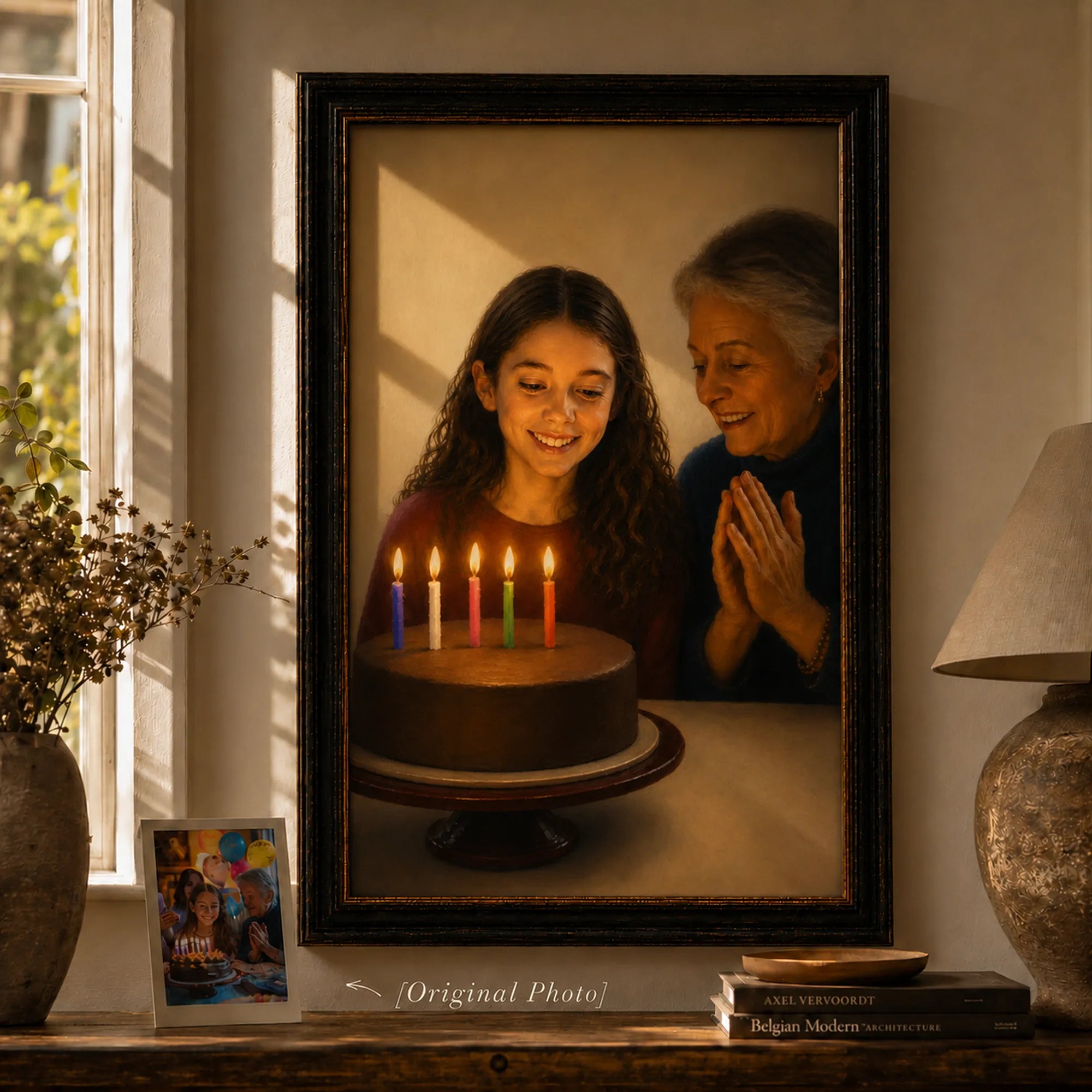 Custom 2-3 People Portrait Oil Painting | Solid Background