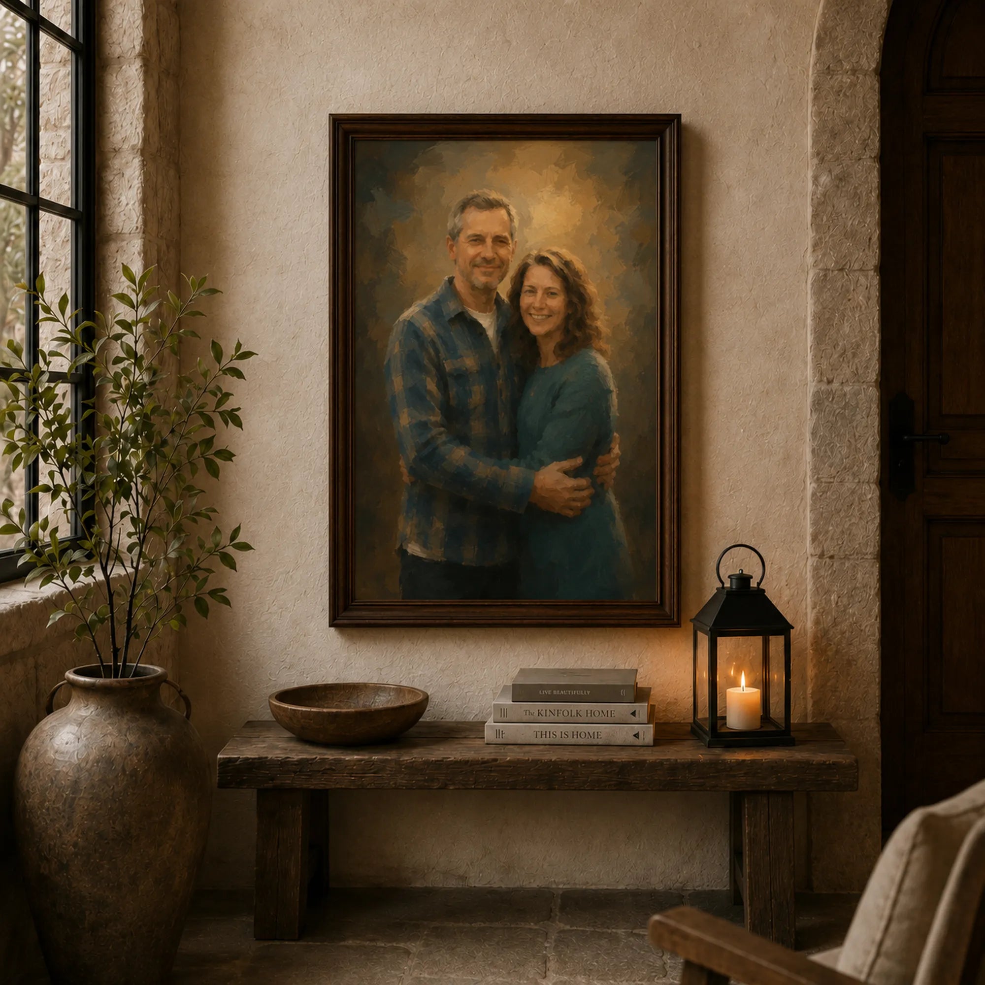 Custom 2-3 People Portrait Oil Painting | Solid Background