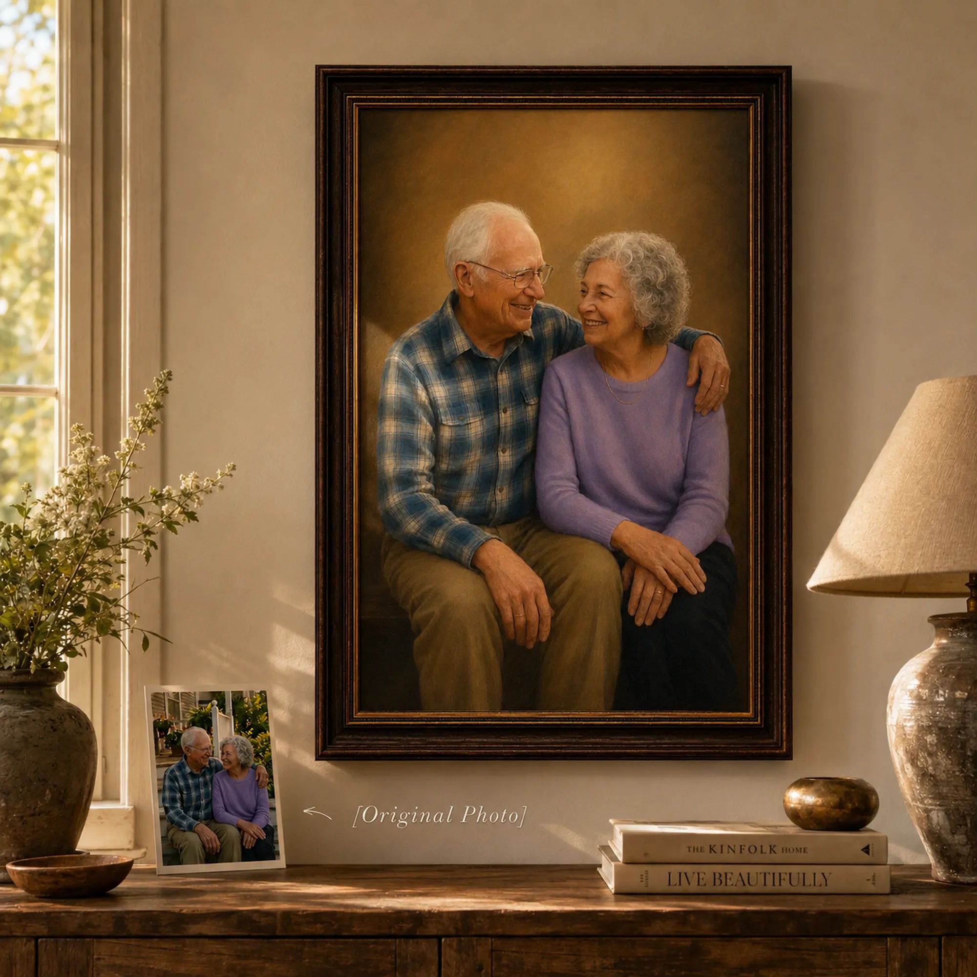 Custom 2-3 People Portrait Oil Painting | Solid Background