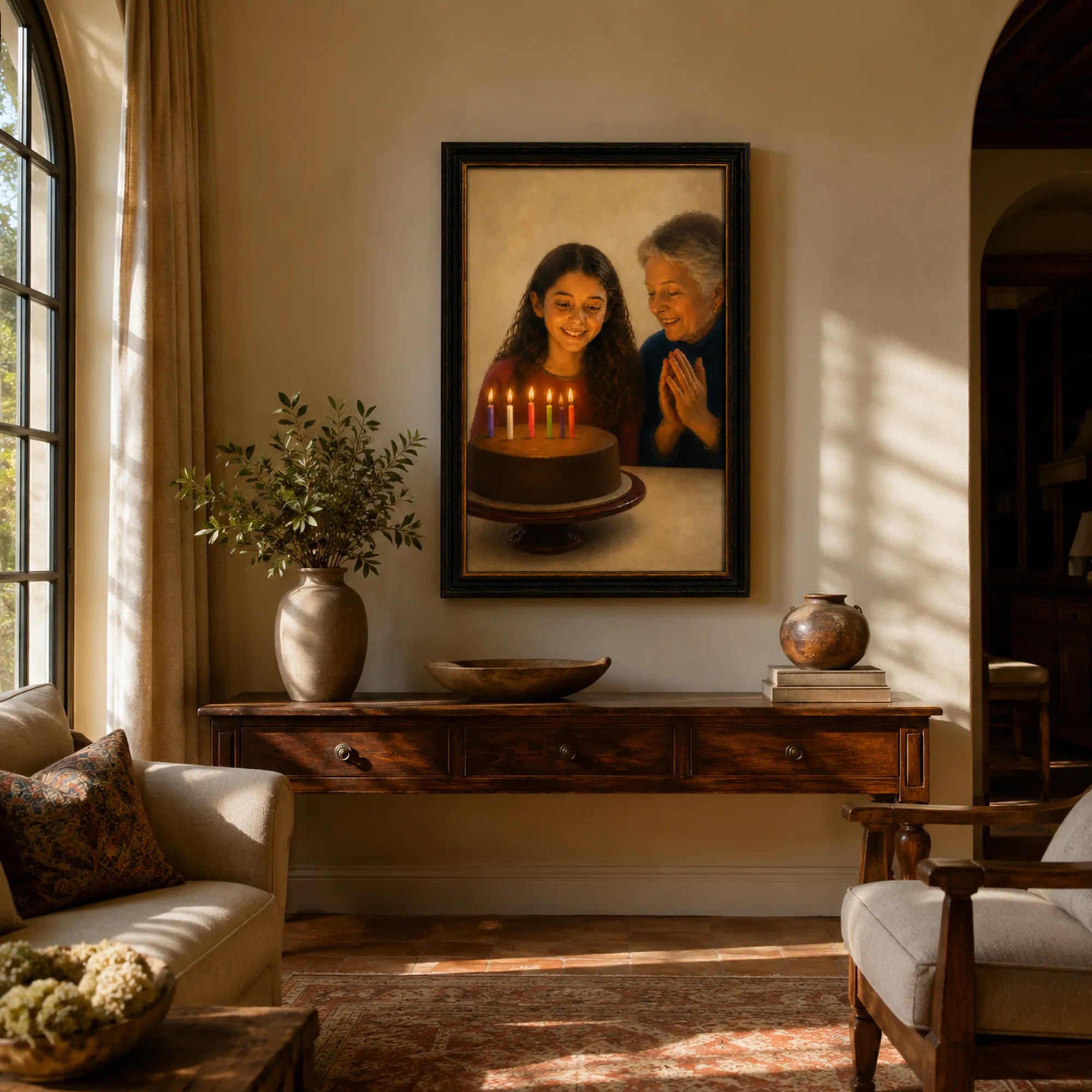 Custom 2-3 People Portrait Oil Painting | Solid Background