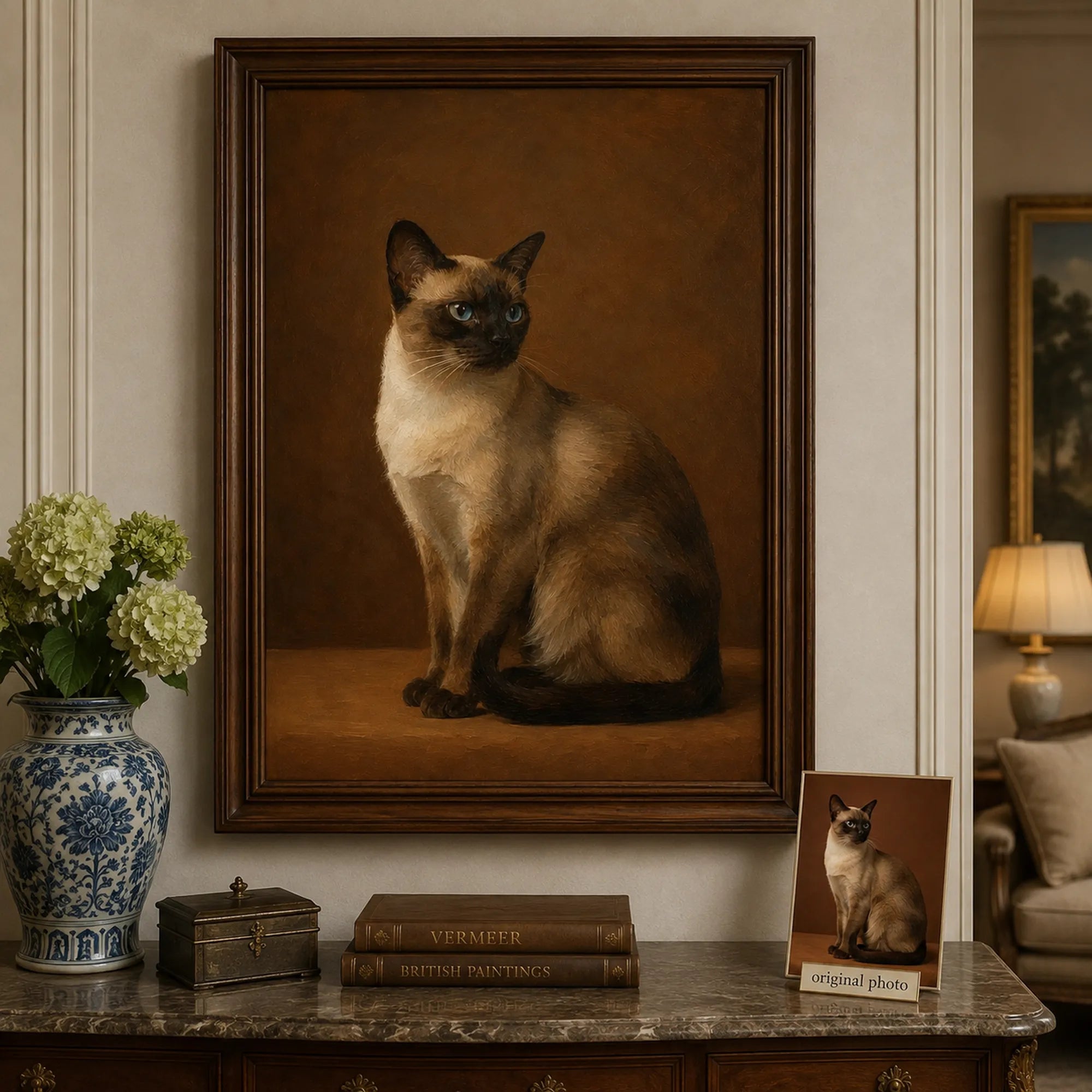 Custom Pet Portrait Oil Painting | Solid Background
