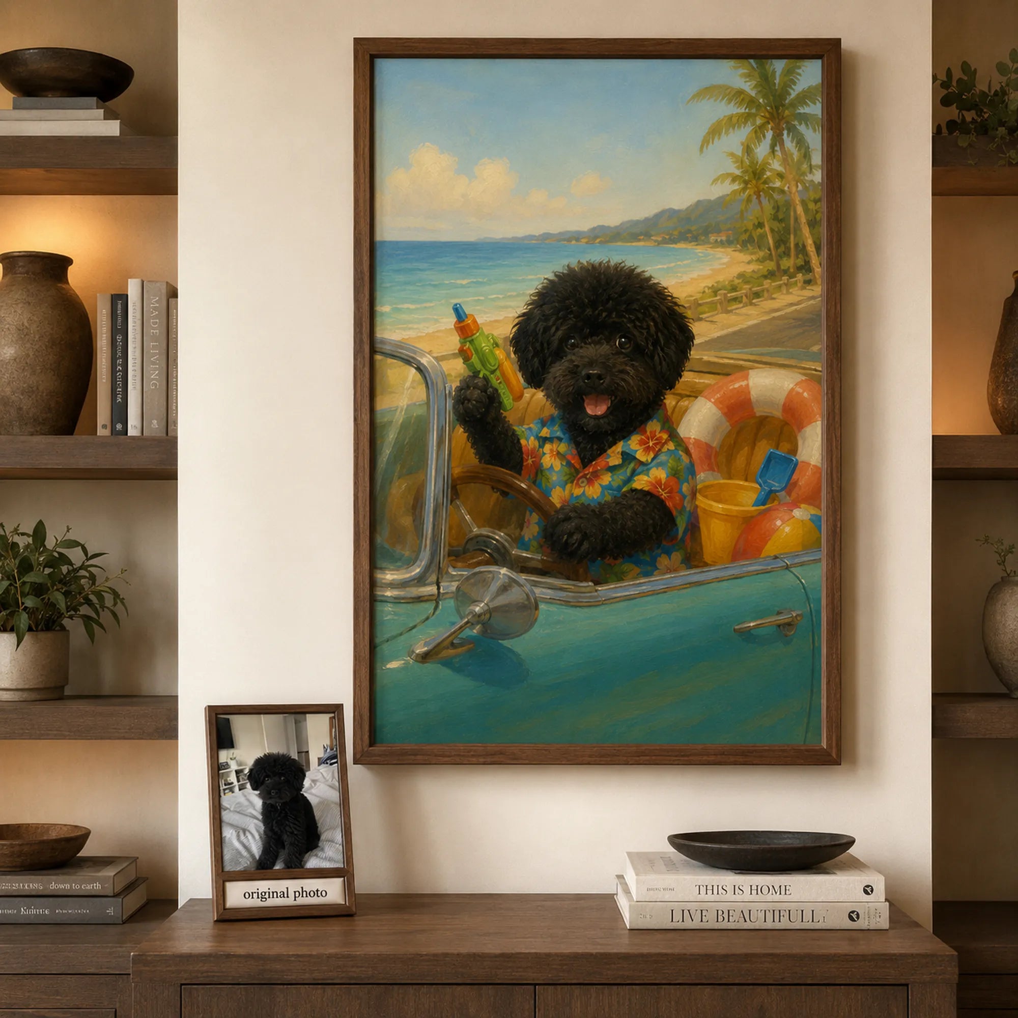 Custom Pet Portrait Oil Painting | Summer Convertible