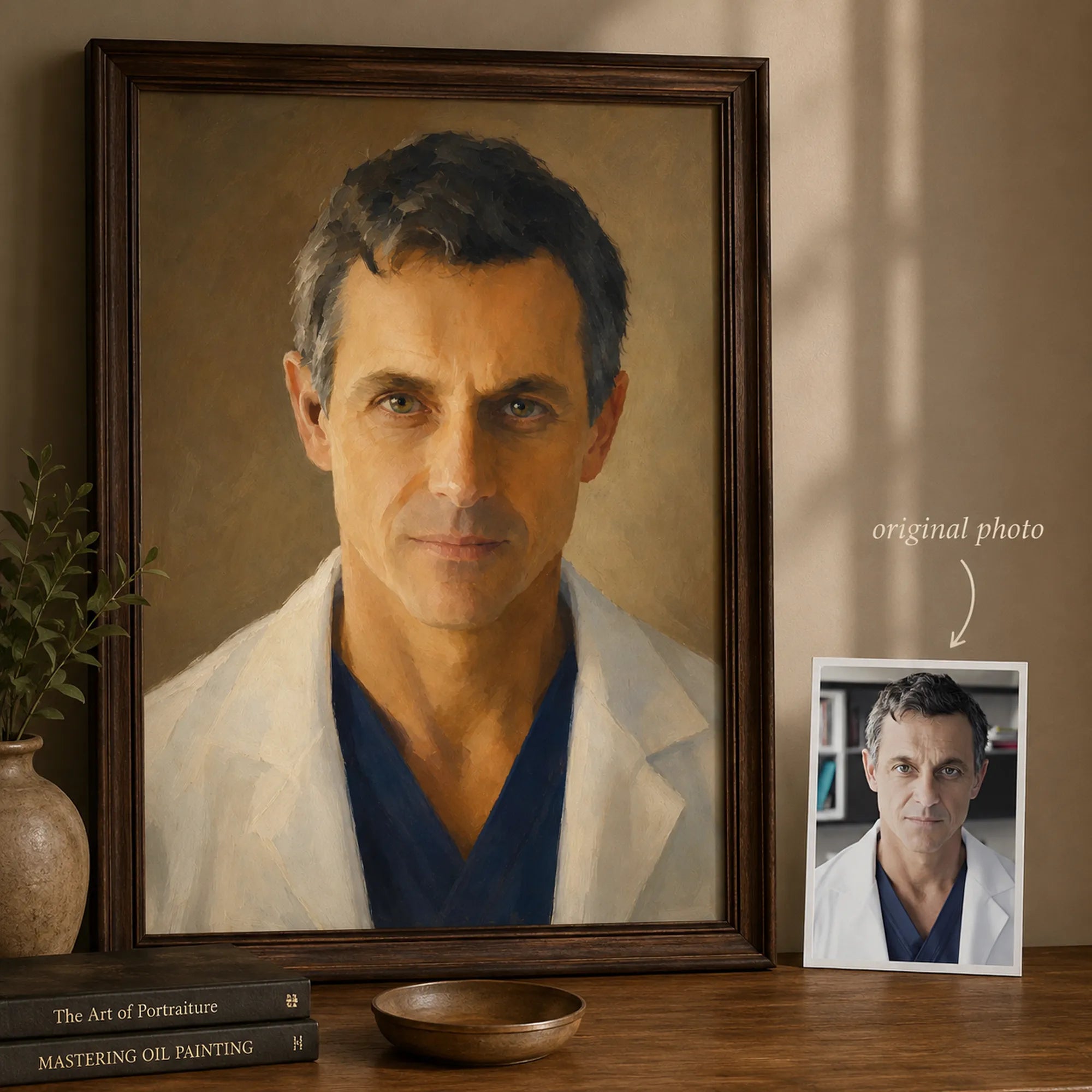 Custom Single Portrait Oil Painting | Solid Background