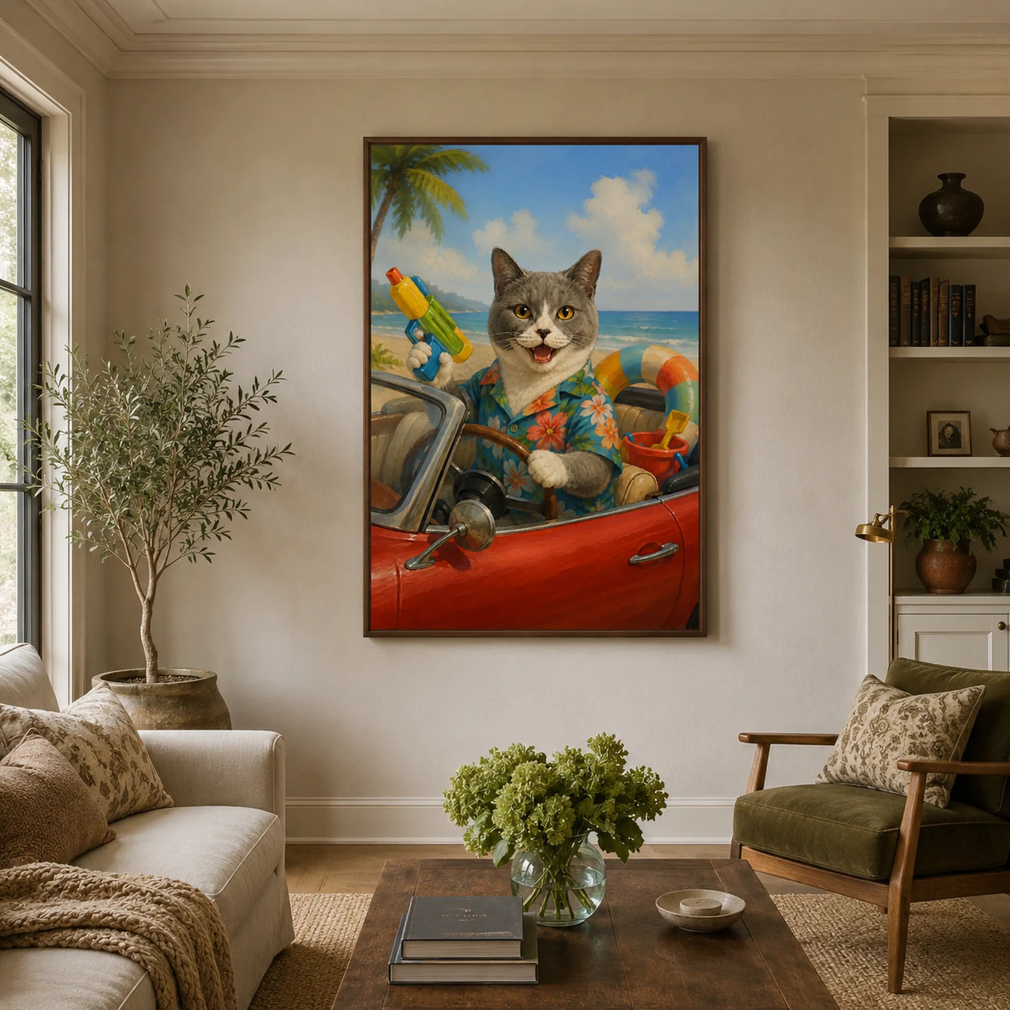 Custom Pet Portrait Oil Painting | Summer Convertible