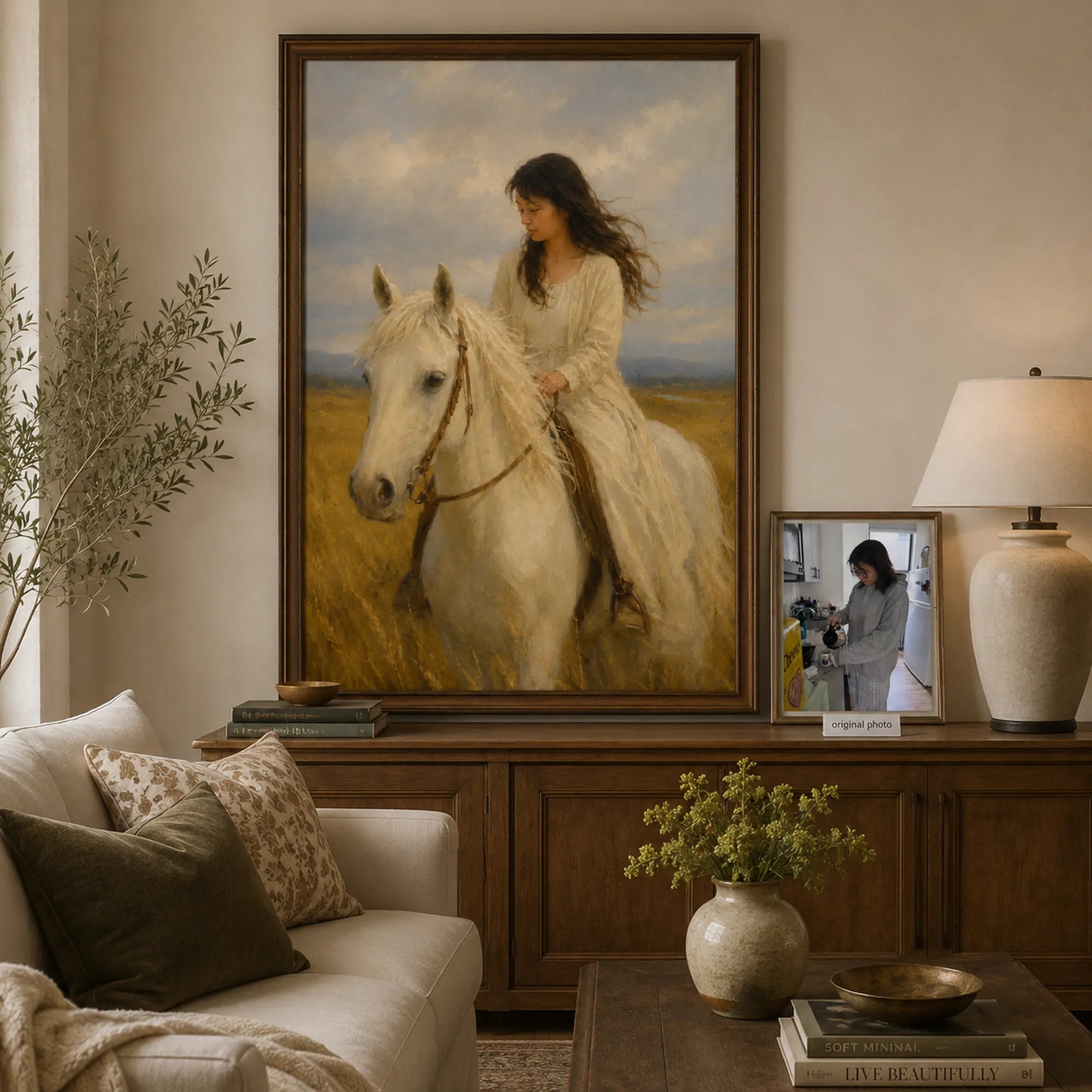 Custom Portrait Oil Painting | Equestrian Elegance
