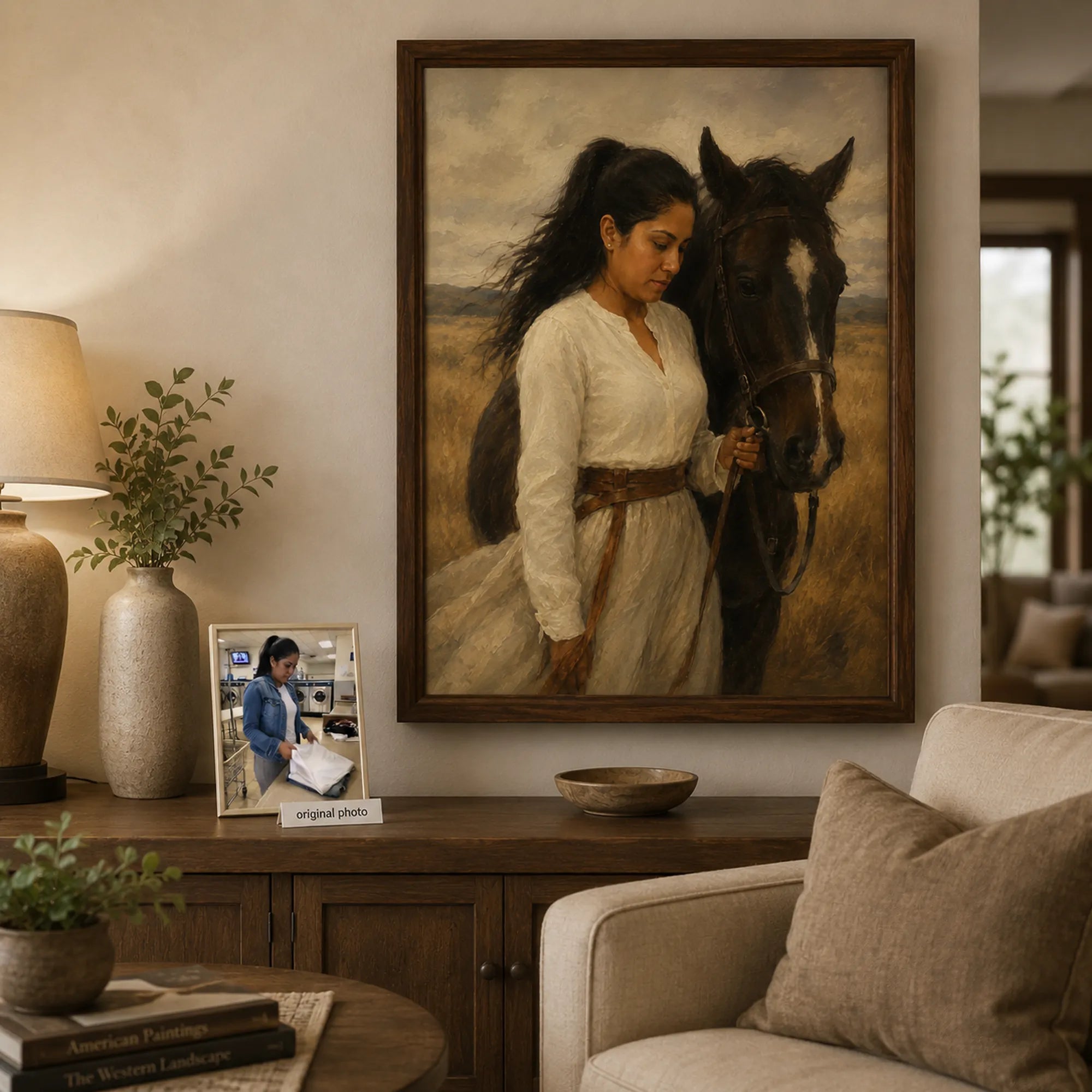 Custom Portrait Oil Painting | Equestrian Elegance