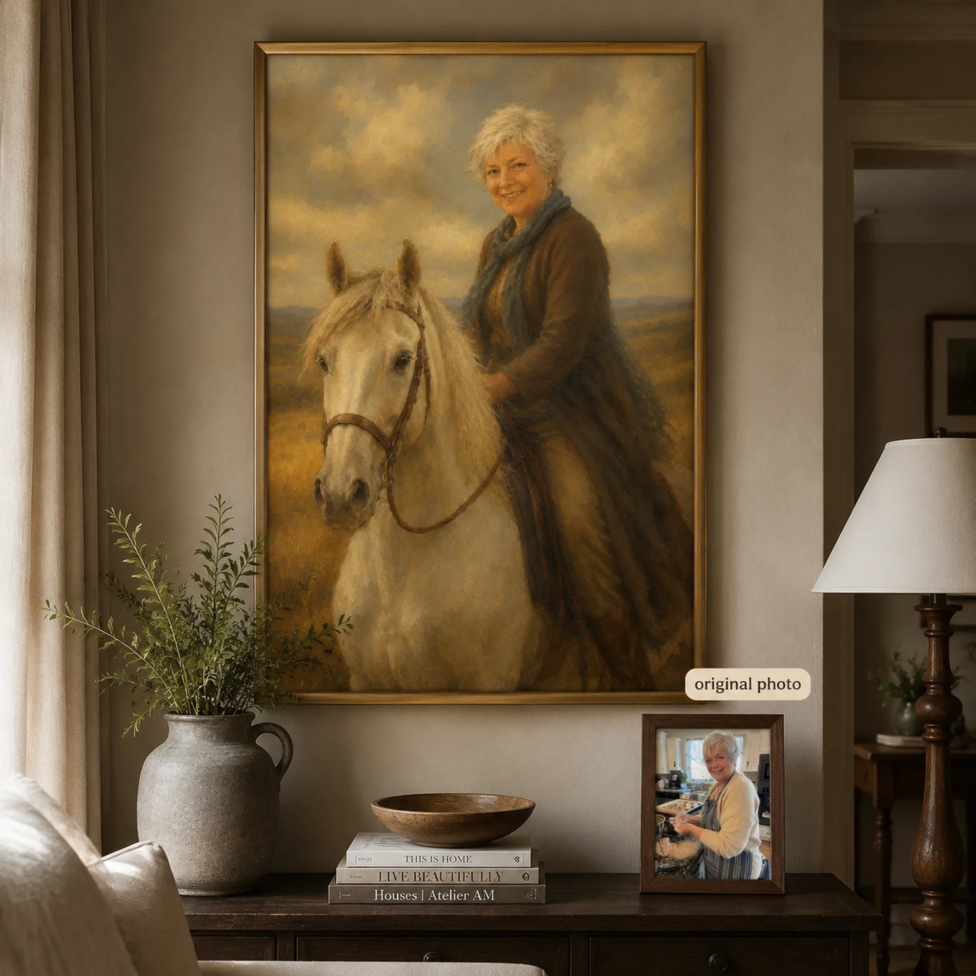 Custom Portrait Oil Painting | Equestrian Elegance