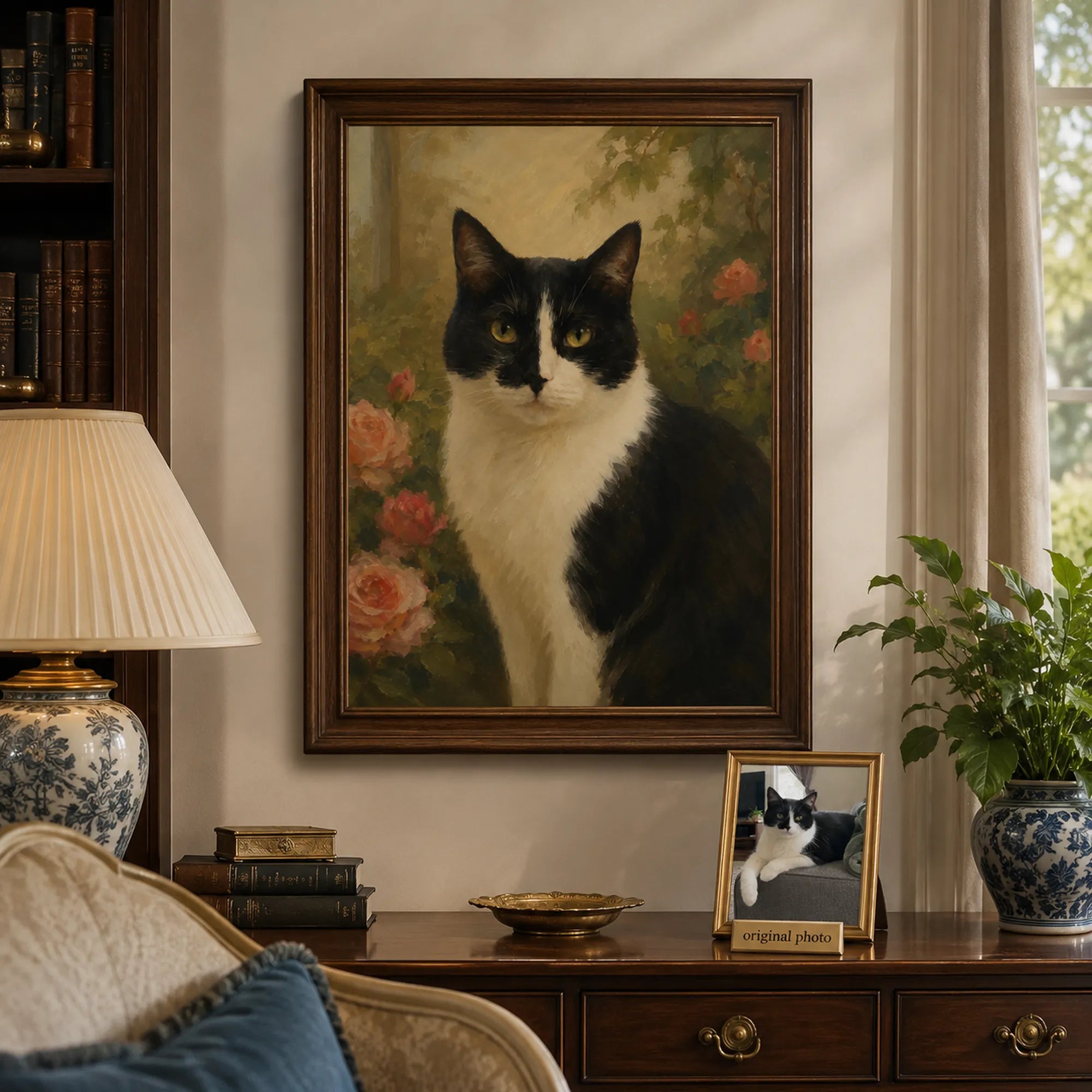 Custom Pet Portrait Oil Painting | Floral Garden