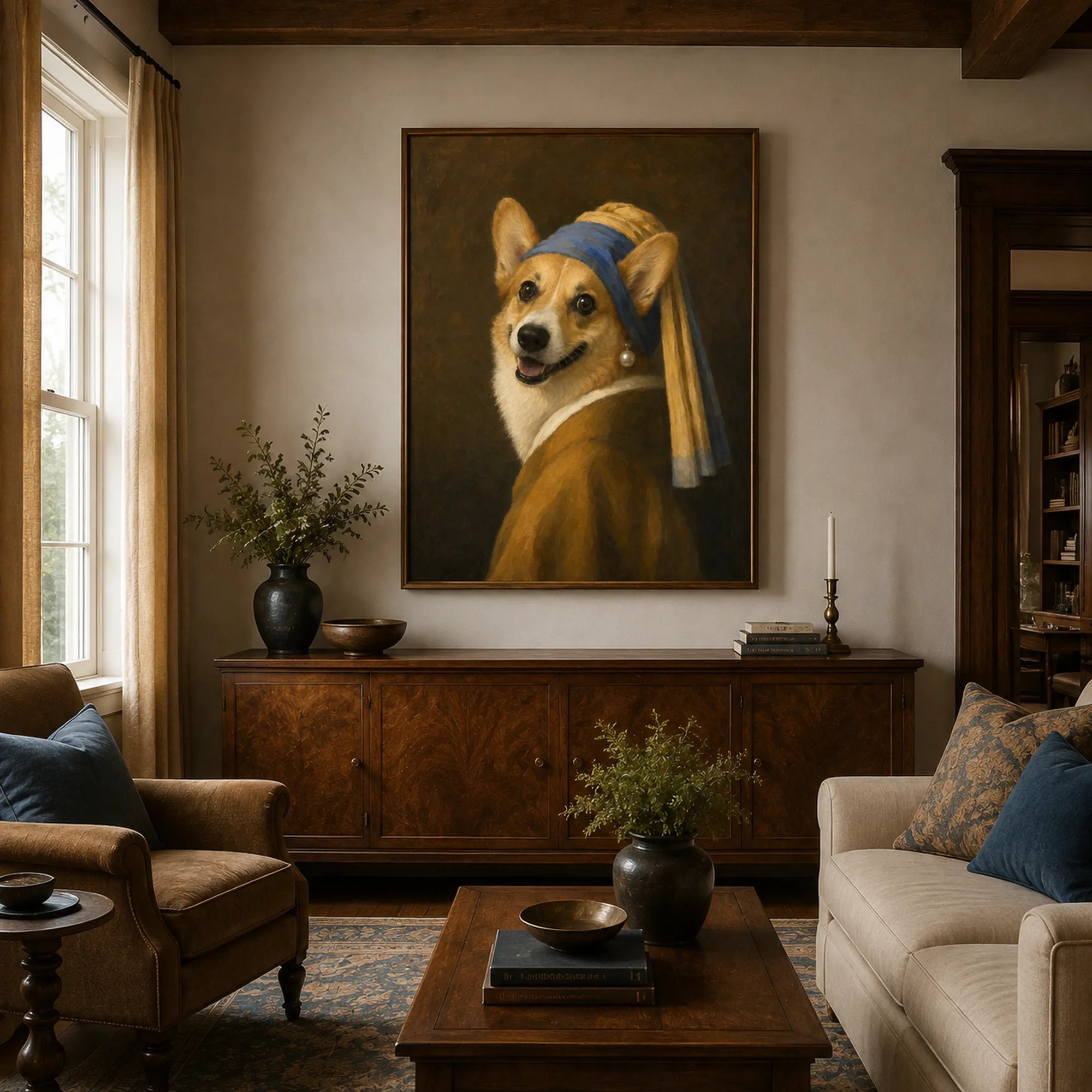 Custom Pet Portrait Oil Painting | Pearl Earring