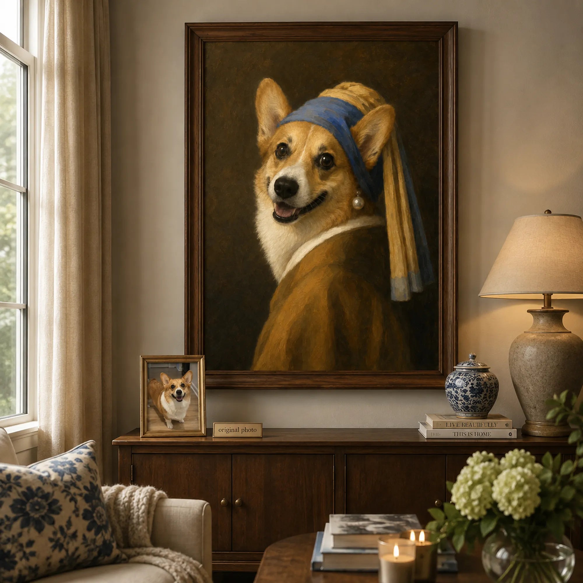Custom Pet Portrait Oil Painting | Pearl Earring
