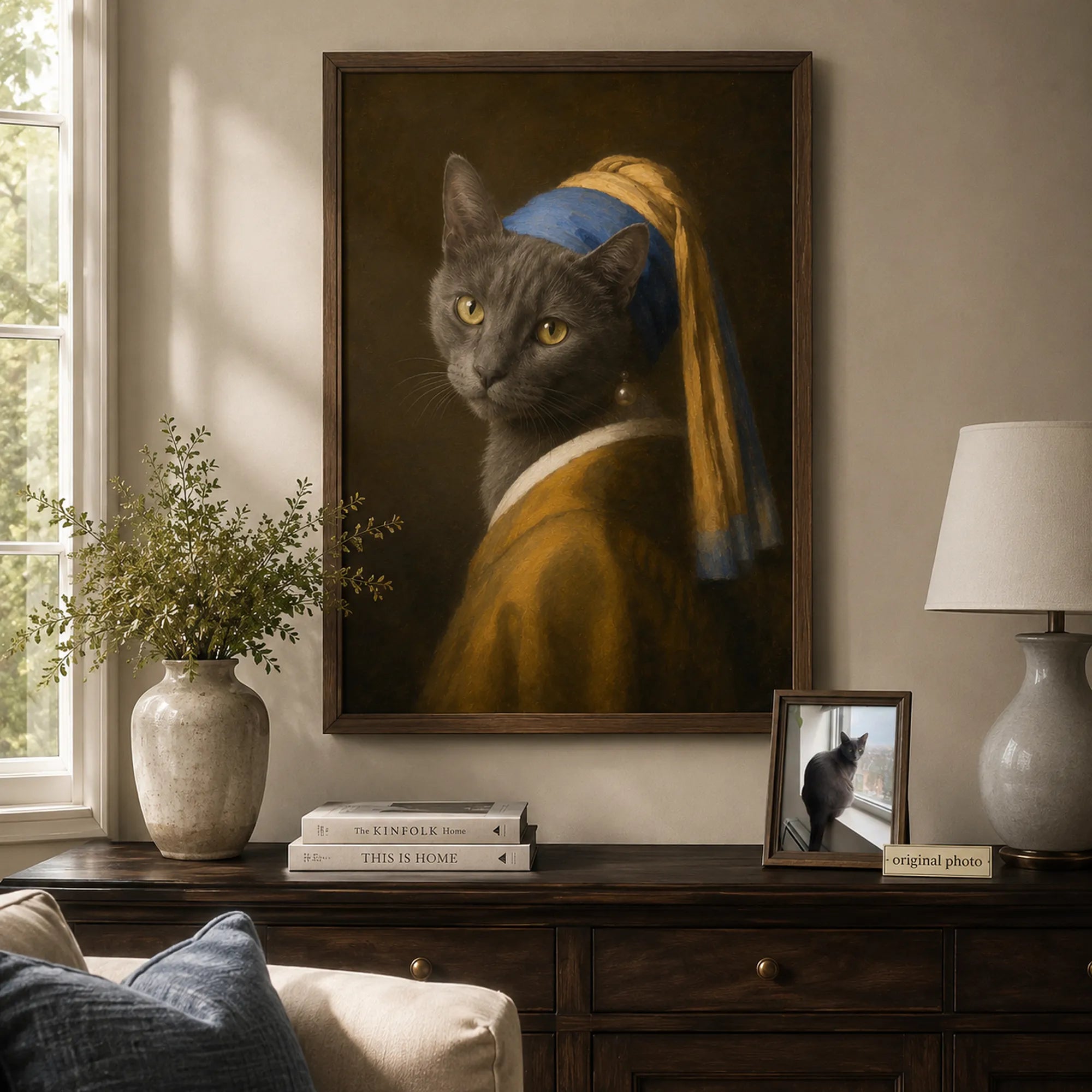 Custom Pet Portrait Oil Painting | Pearl Earring
