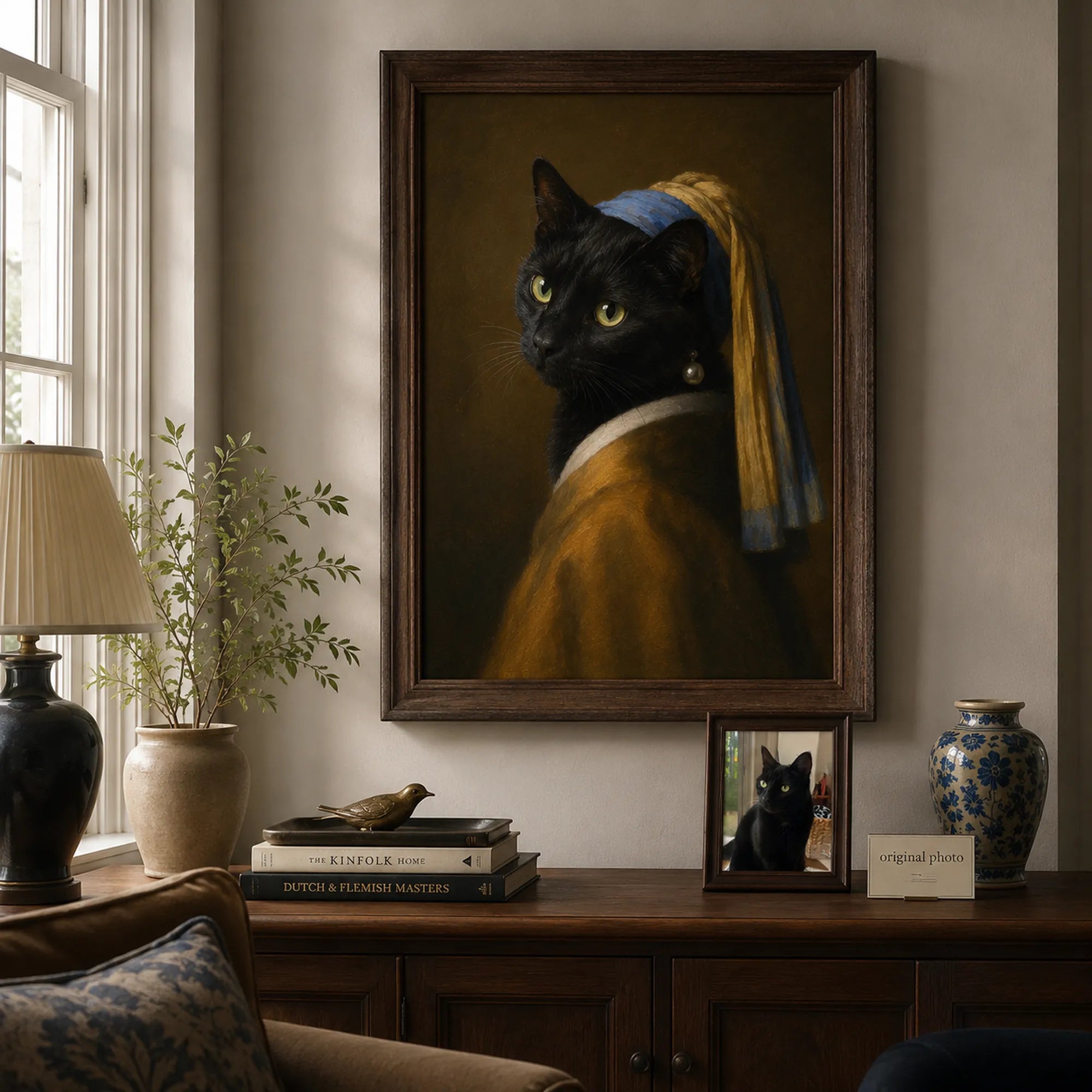 Custom Pet Portrait Oil Painting | Pearl Earring