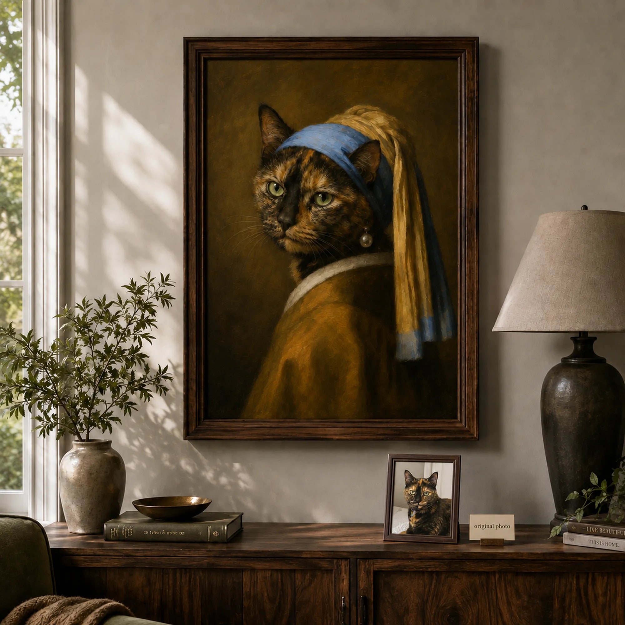 Custom Pet Portrait Oil Painting | Pearl Earring