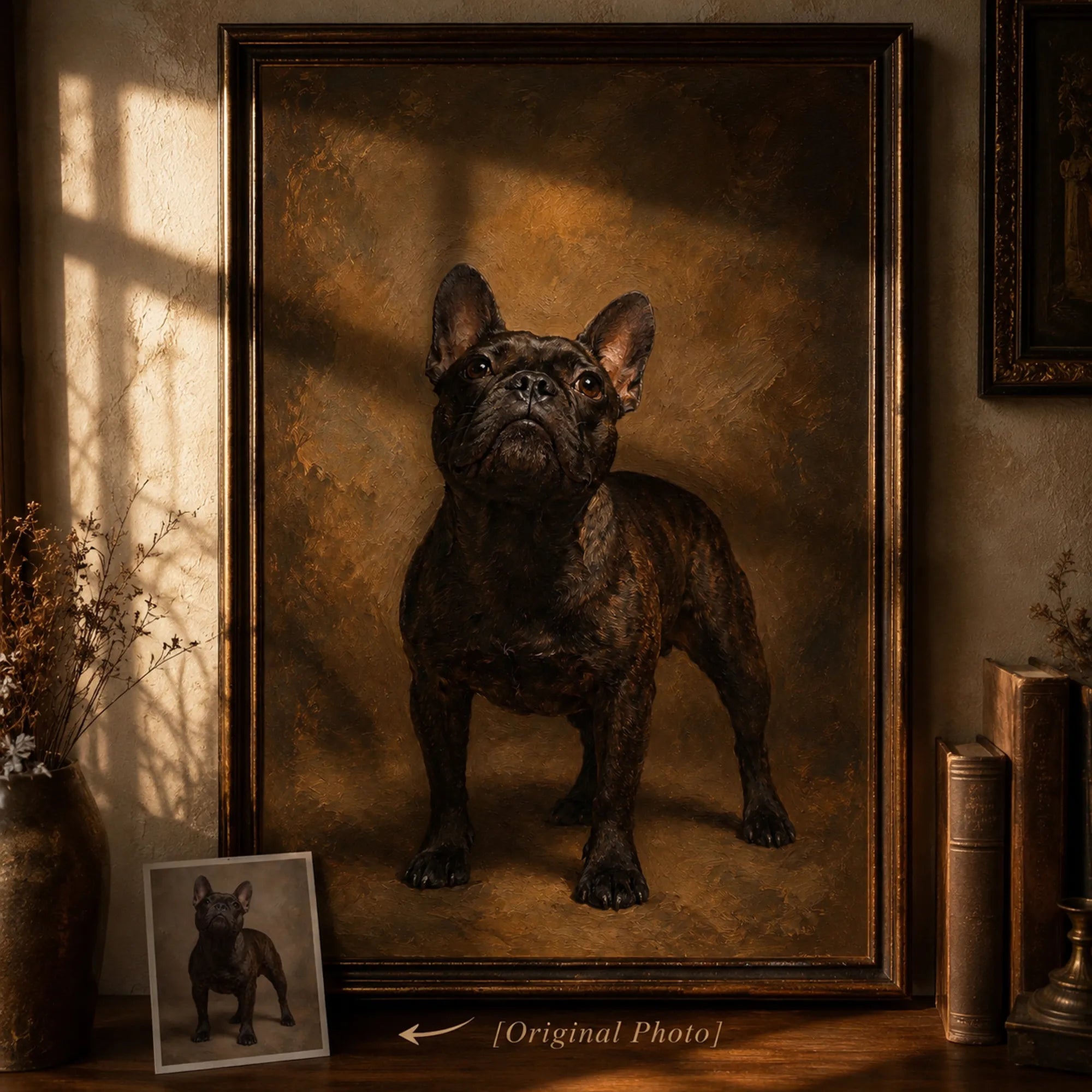 Custom Pet Portrait Oil Painting | Solid Background