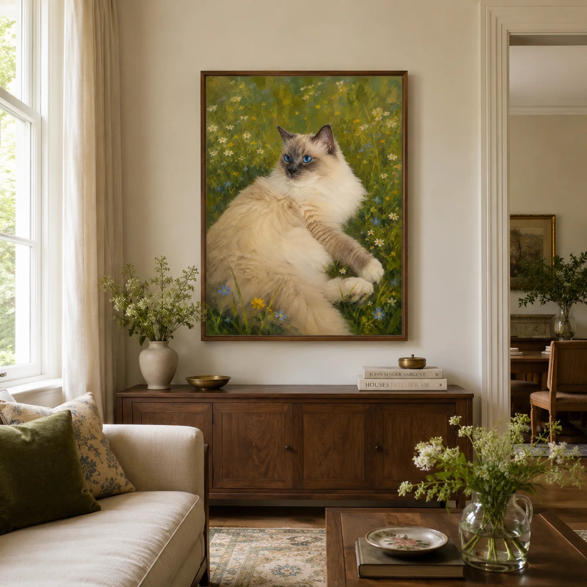 Custom Pet Portrait Oil Painting | Wildflower Meadow