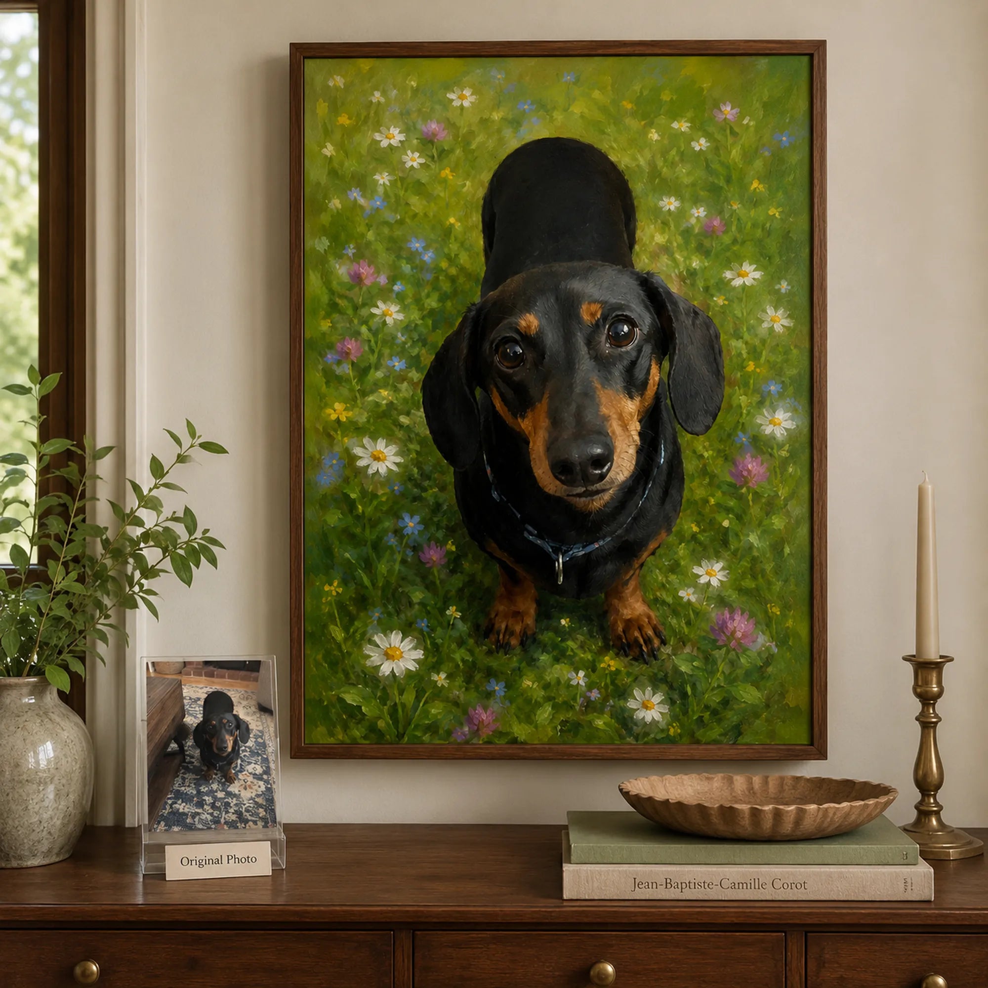 Custom Pet Portrait Oil Painting | Wildflower Meadow