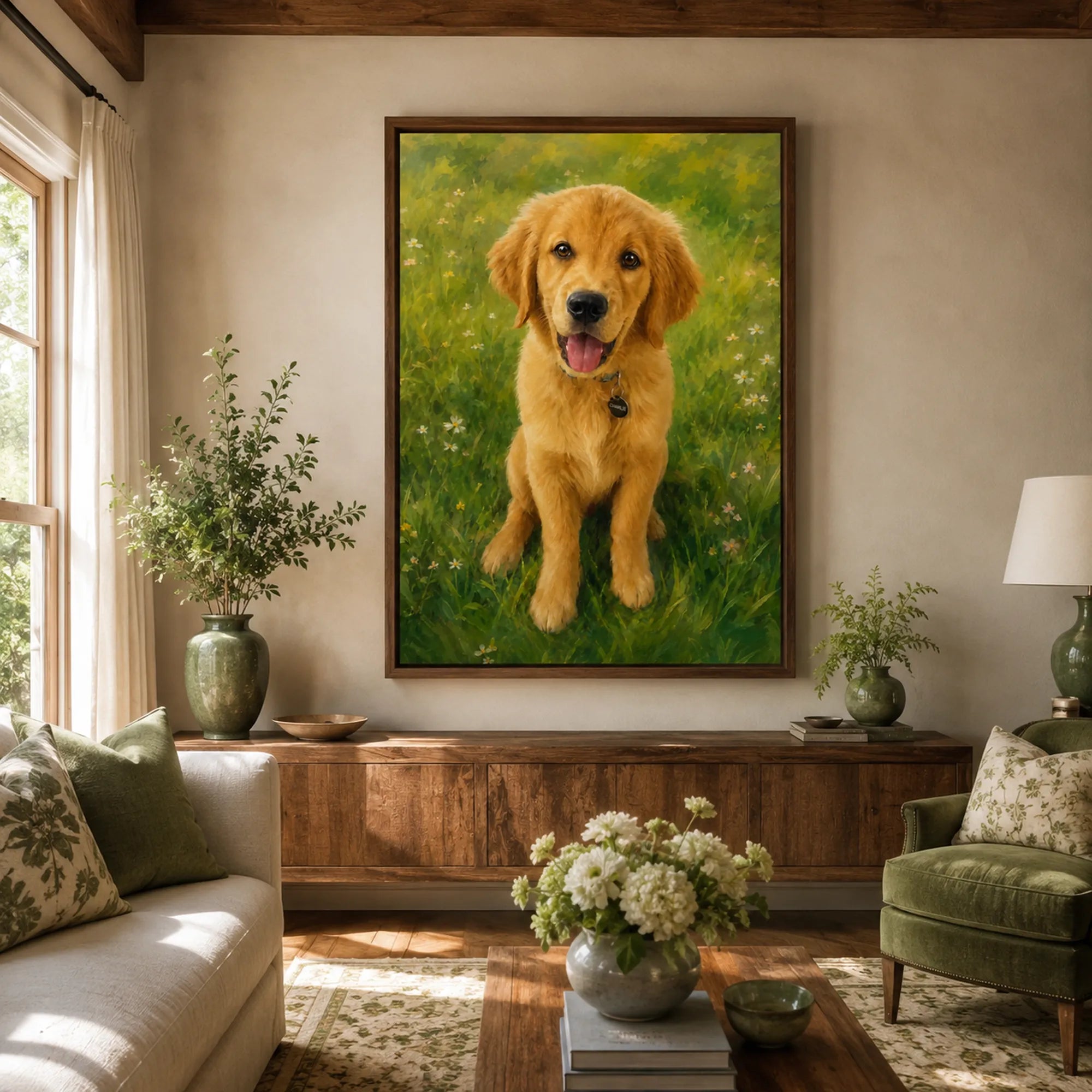 Custom Pet Portrait Oil Painting | Wildflower Meadow