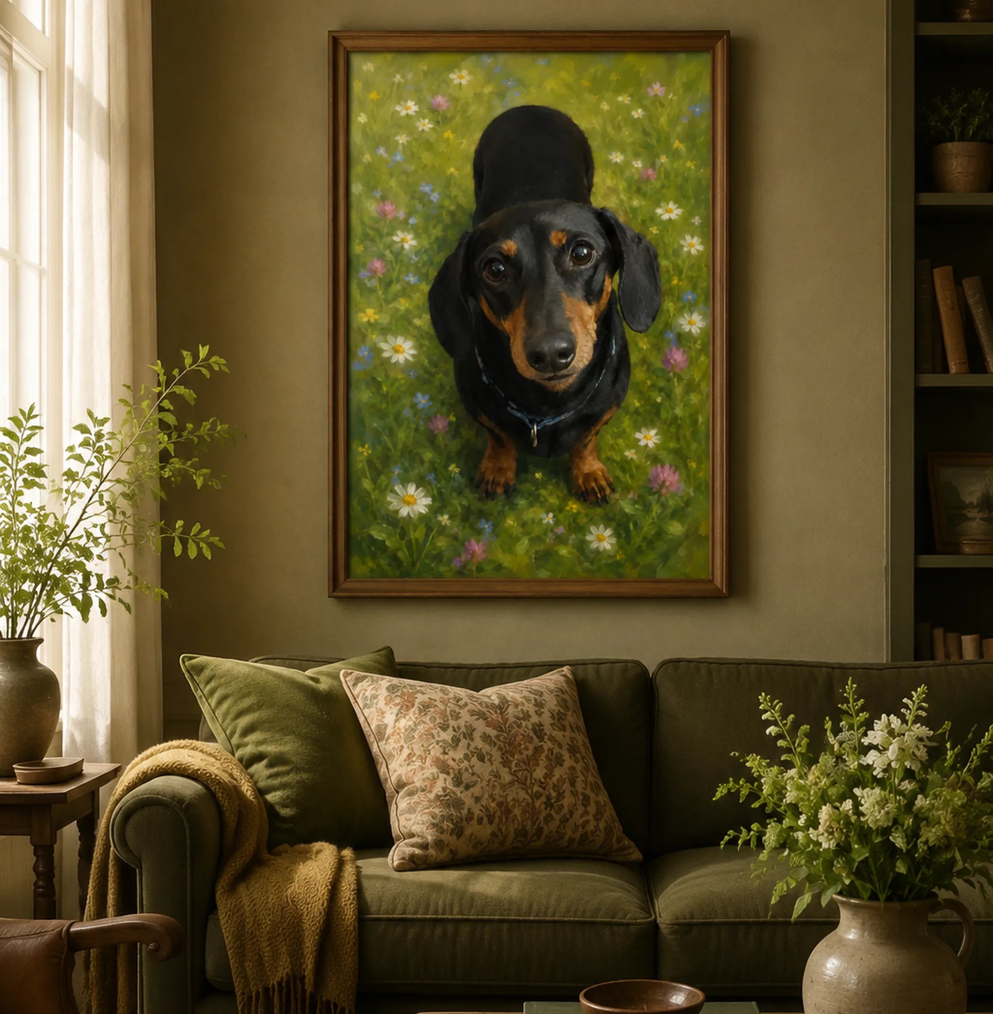 Custom Pet Portrait Oil Painting | Wildflower Meadow